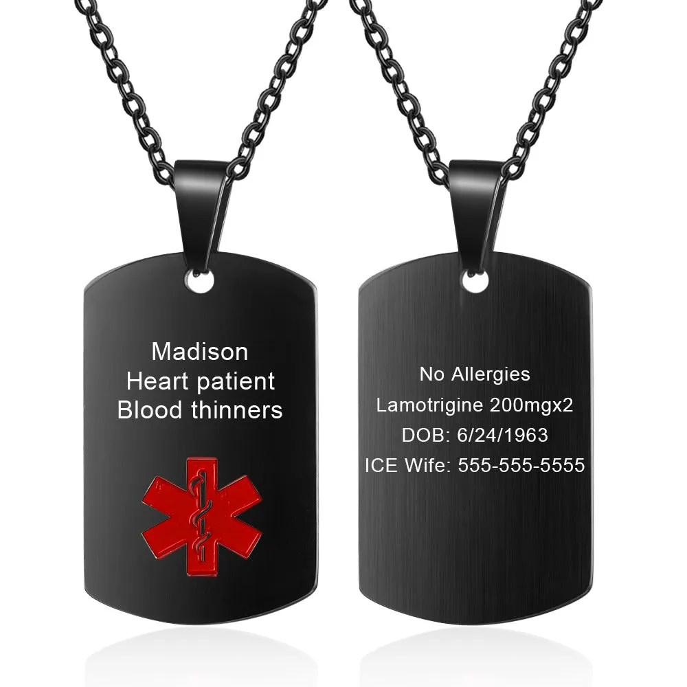 Personalized Medical Alert ID Necklaces