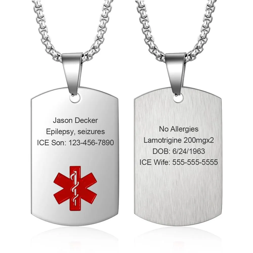 Personalized Medical Alert ID Necklaces