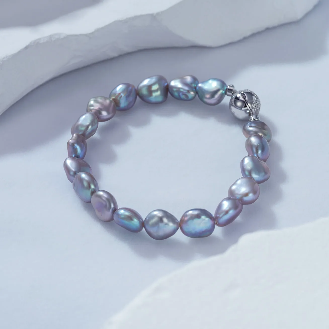 Purple Freshwater Pearl Bracelet WB00188 | Keshi