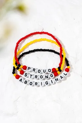 "Aboriginal, Strong & Proud" Statement Beaded Bracelets (3 Pack)