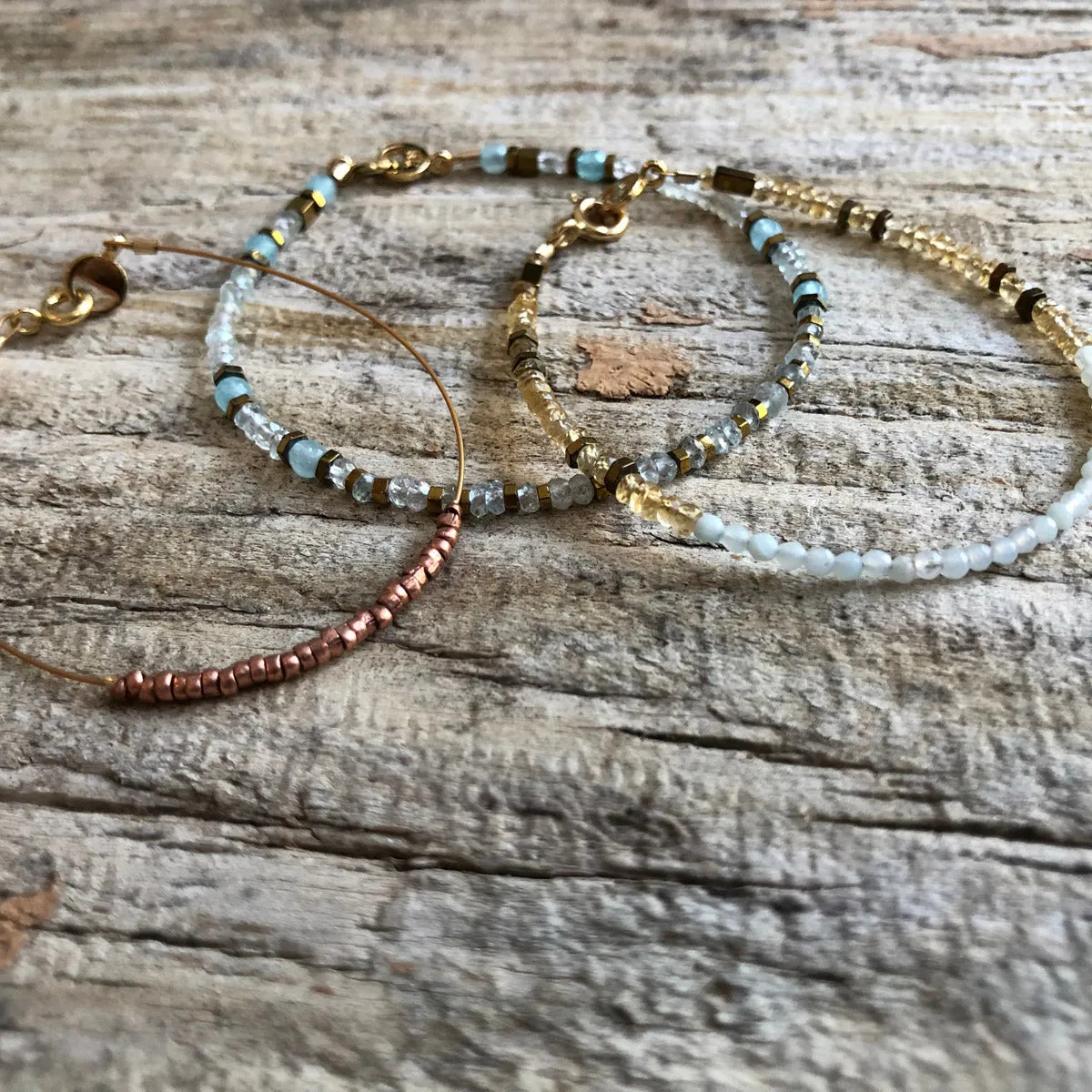 "Amador City" Collection Set of Three Gemstone Beaded Bracelets