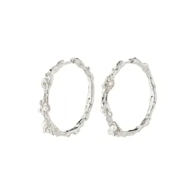 Raelynn Large Silver Plated Pearl Hoops