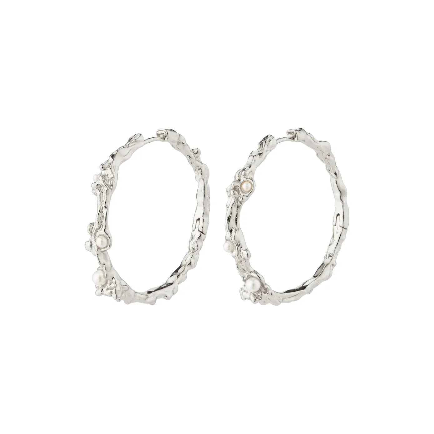 Raelynn Large Silver Plated Pearl Hoops