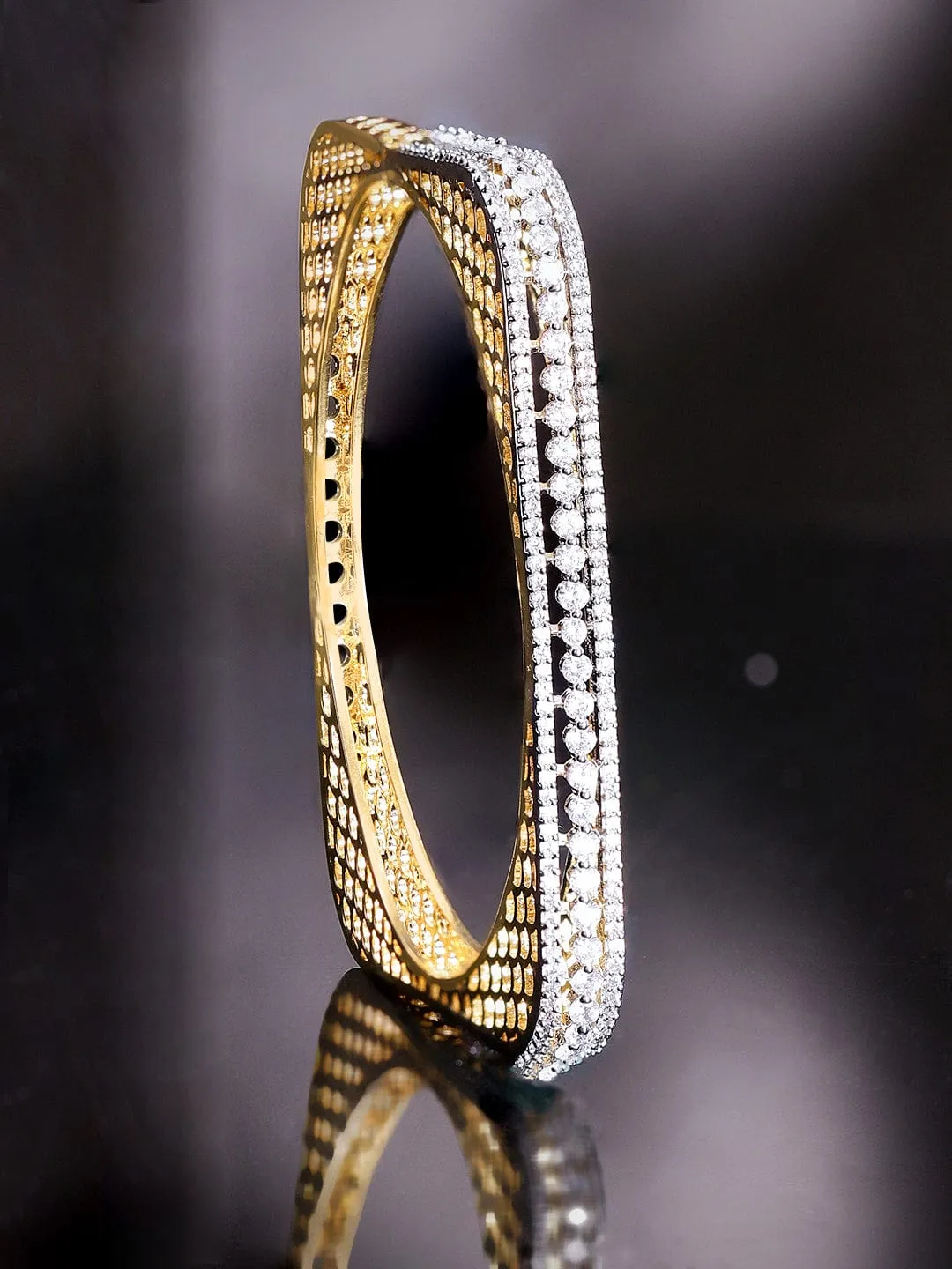 Rubans 22K Gold Plated Zirconia Studded Elegant Bracelet