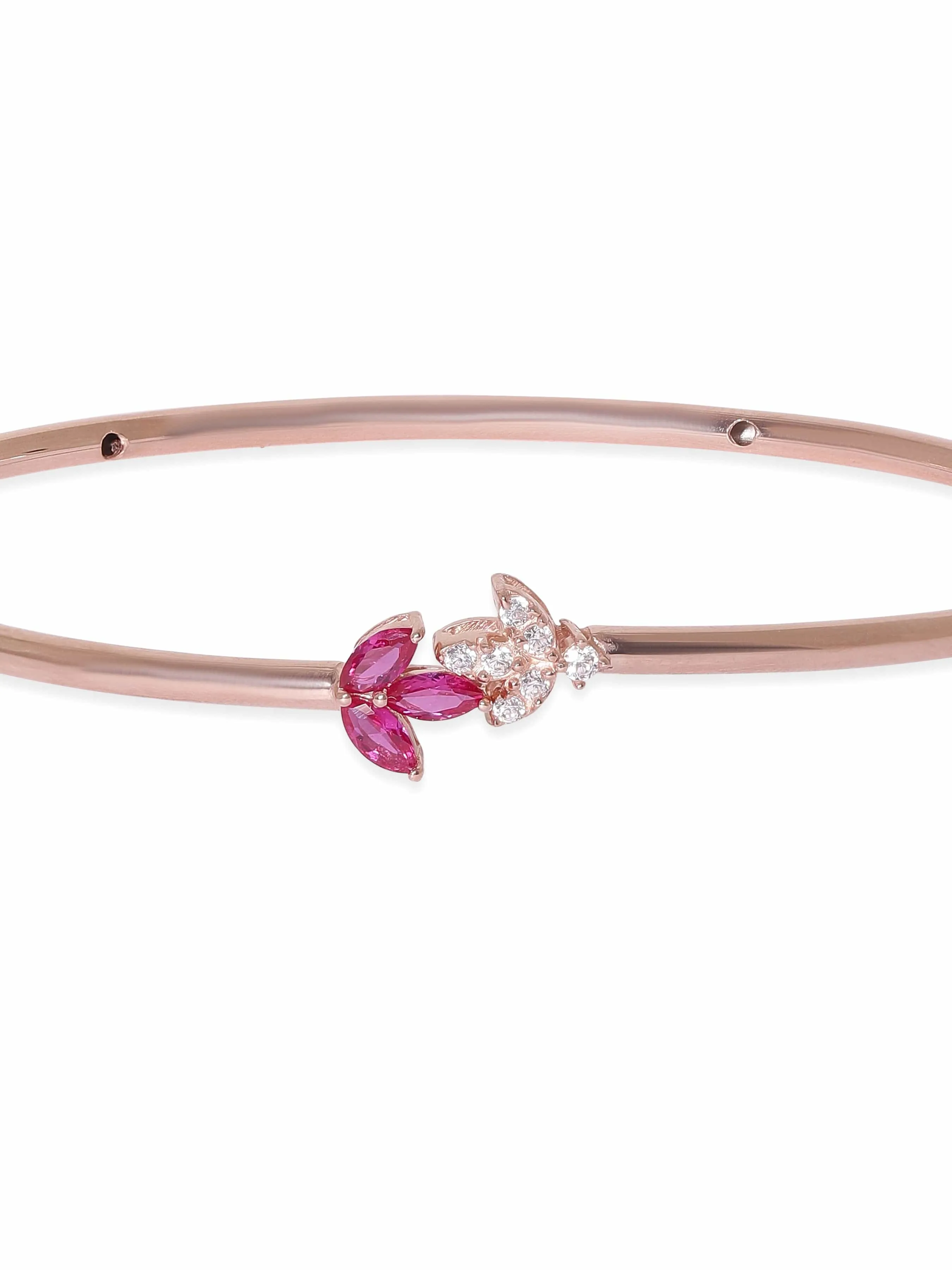 Rubans Silver 18K Rose gold pink & white zirconia minimal bracelet