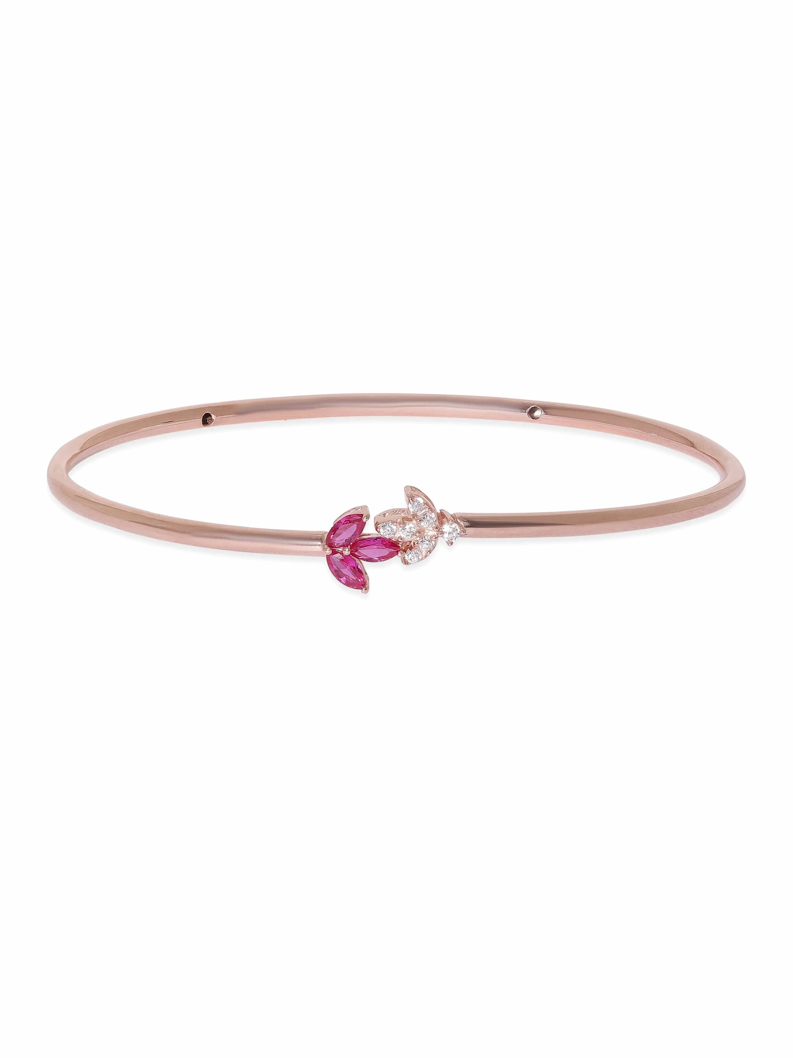 Rubans Silver 18K Rose gold pink & white zirconia minimal bracelet