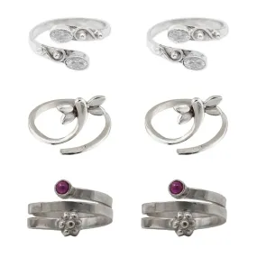 Set Of Three Silver Toe Rings (7)