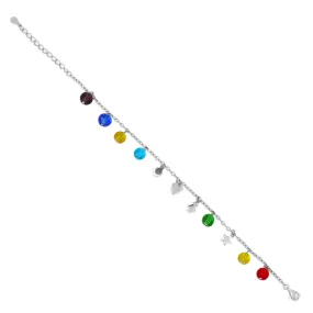 Seven Color Design Womens Colorful Zircon Crystal Chain Bracelets