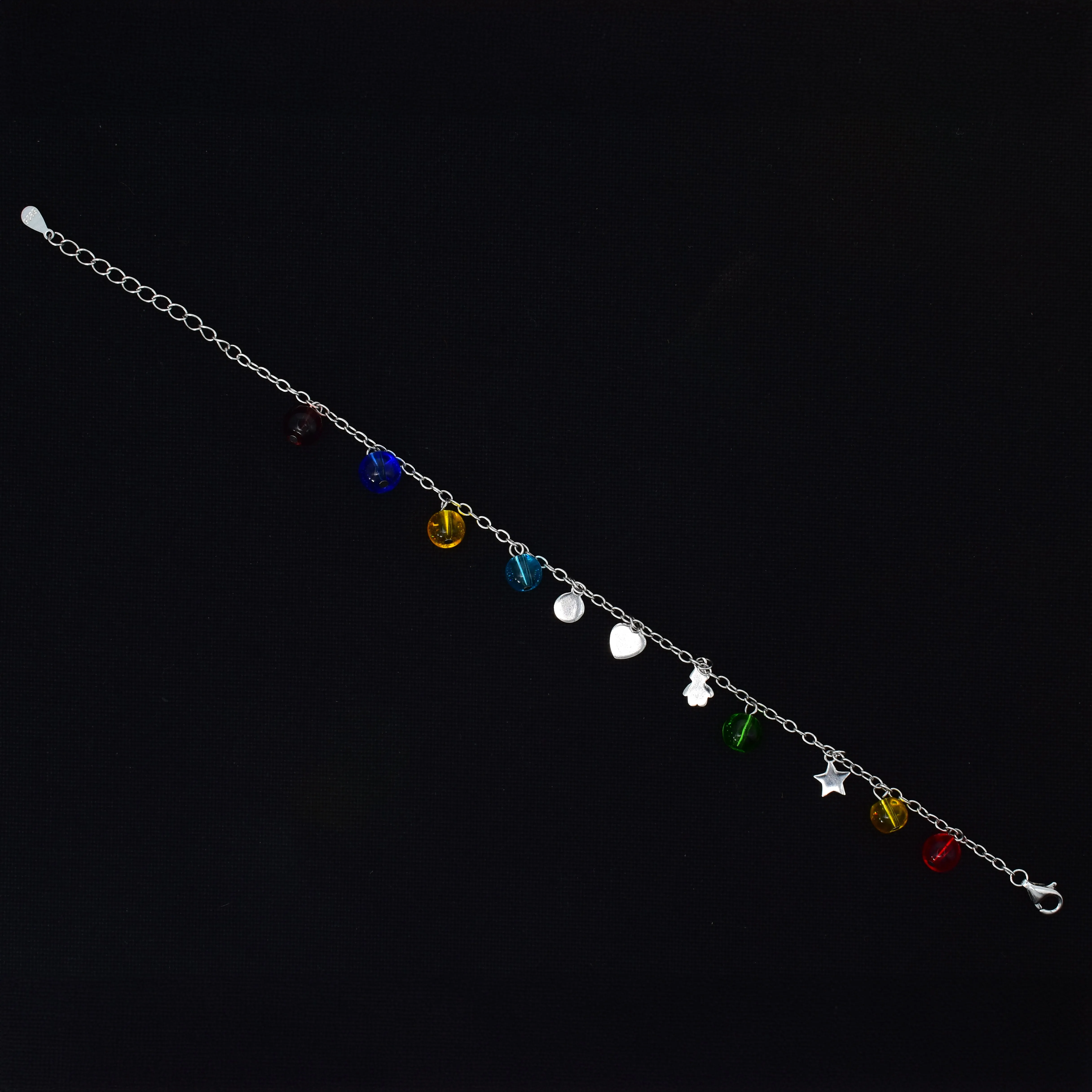 Seven Color Design Womens Colorful Zircon Crystal Chain Bracelets