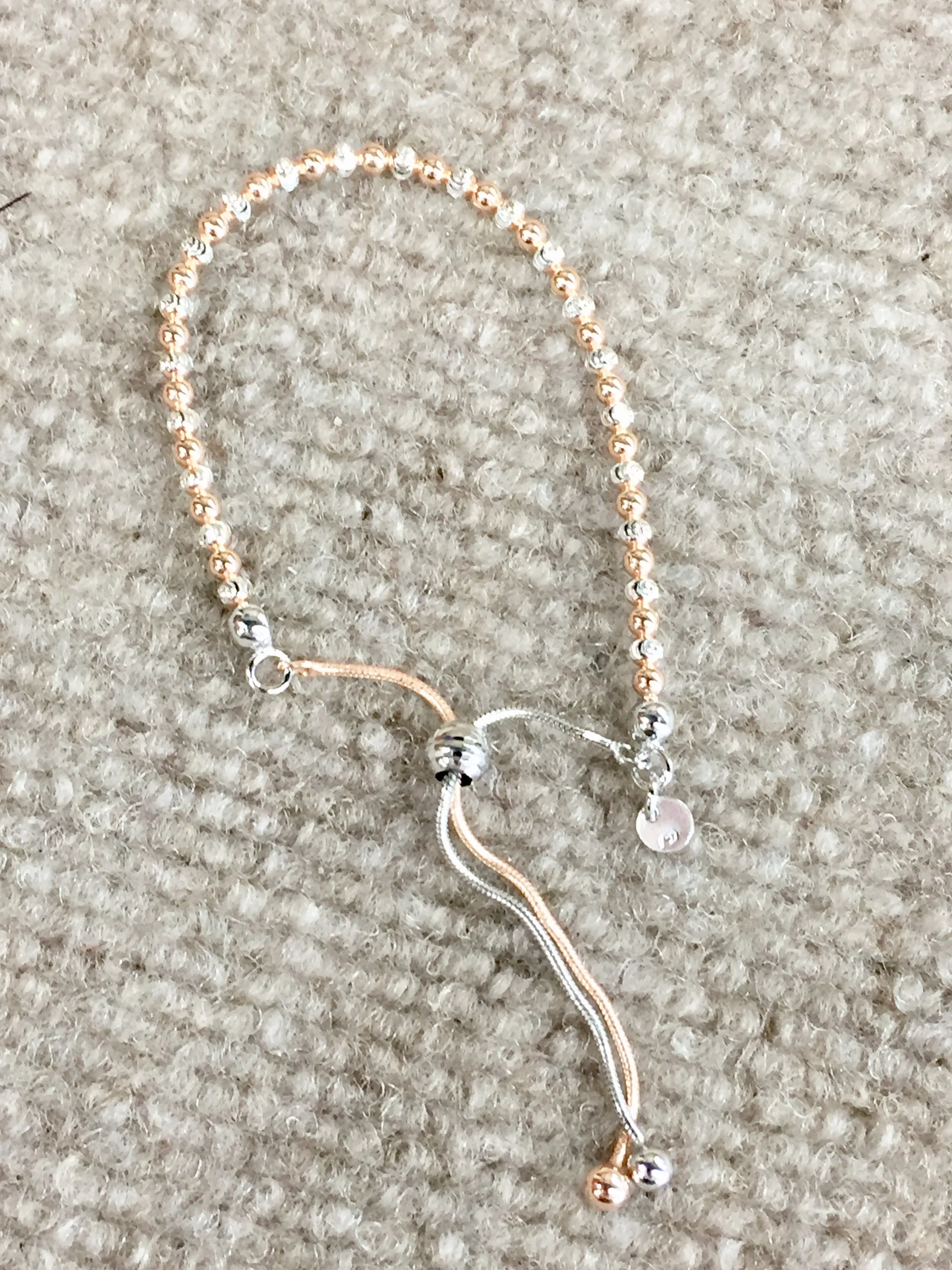 Silver And Rose Gold Bolo Bracelet