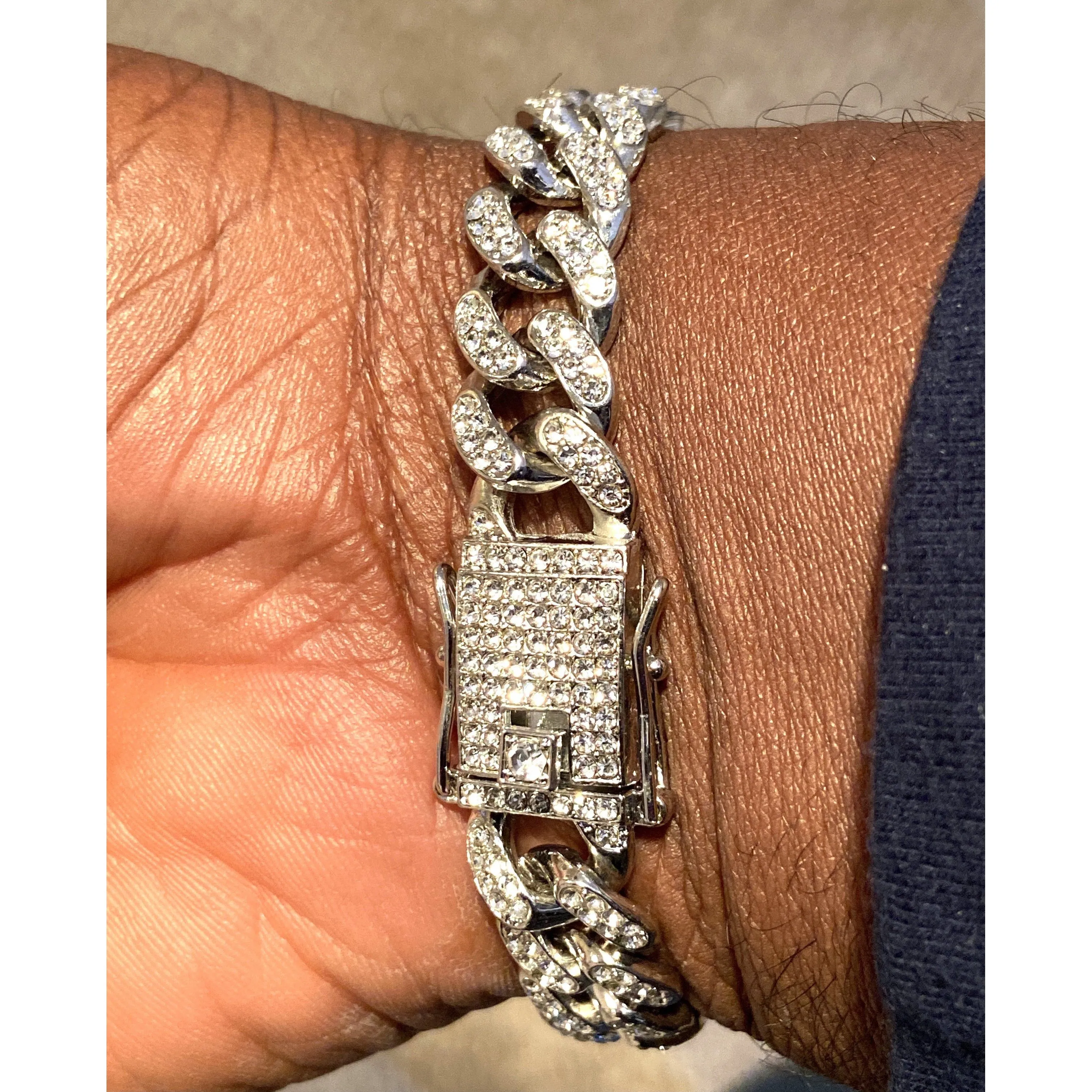 Silver CZ Miami Cuban Link Bracelet