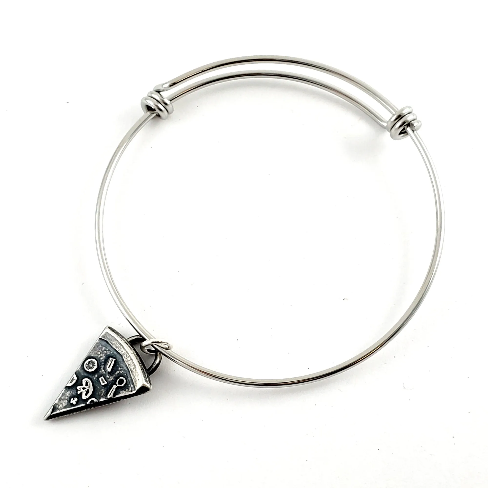 Silver Pizza Slice Coin Charm Bracelet