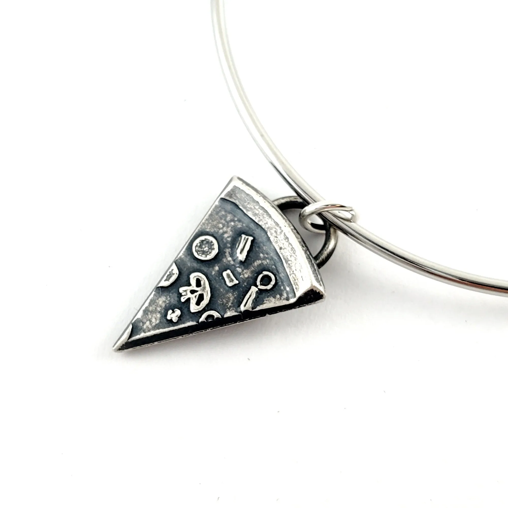 Silver Pizza Slice Coin Charm Bracelet