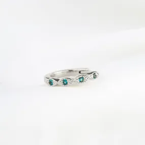 Silver Turquoise Blue Delicate Cubic Hoop