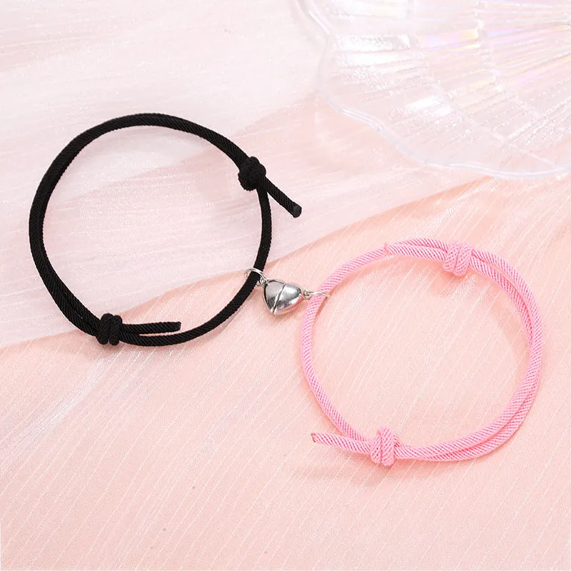 Simple Alloy Love Magnets Attracting Couple Bracelets