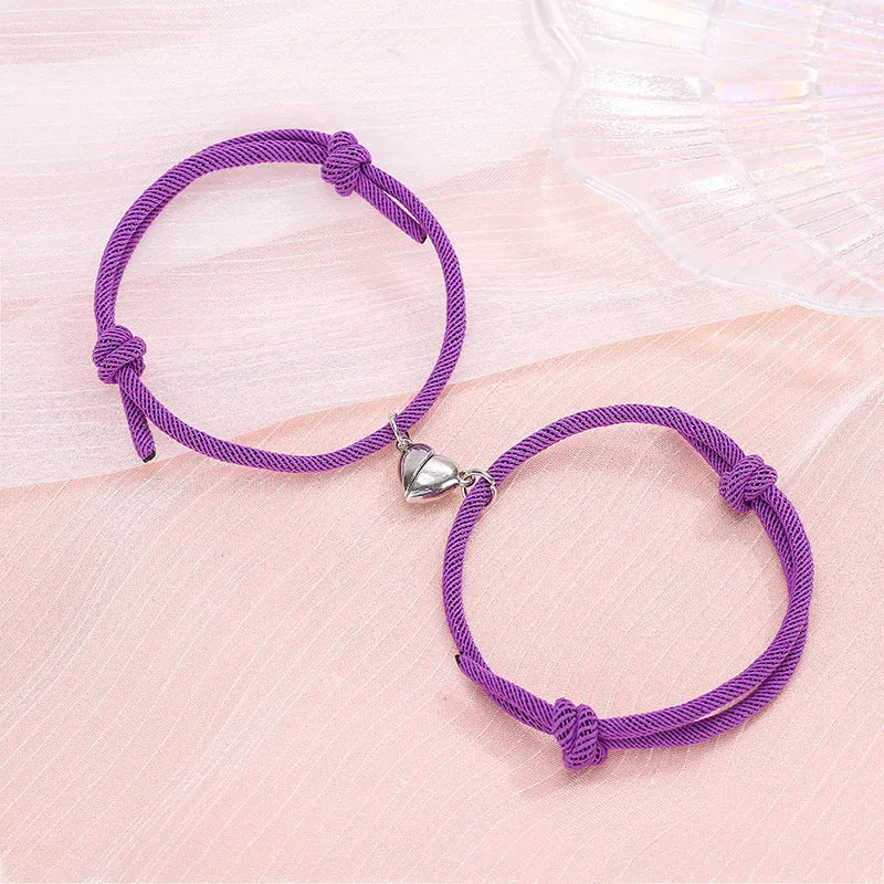 Simple Alloy Love Magnets Attracting Couple Bracelets