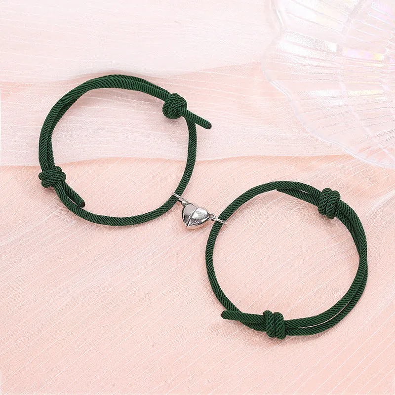 Simple Alloy Love Magnets Attracting Couple Bracelets