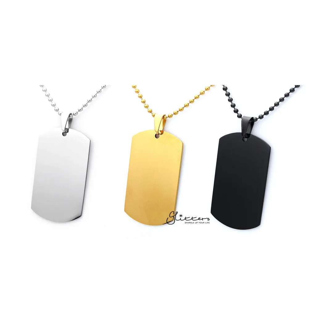 Stainless Steel Dog Tag Necklaces - Engravable- Silver | Gold | Black