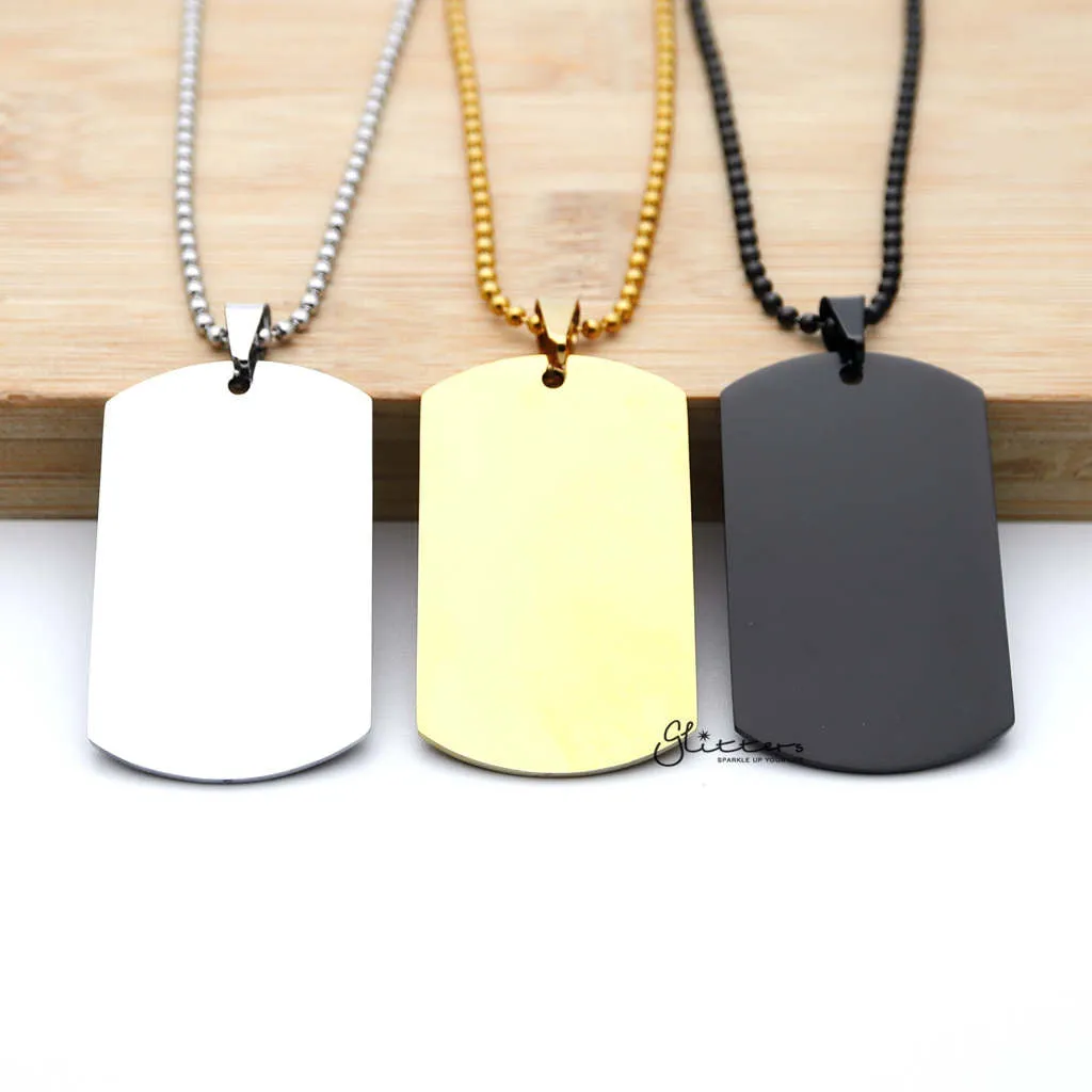 Stainless Steel Dog Tag Necklaces - Engravable- Silver | Gold | Black