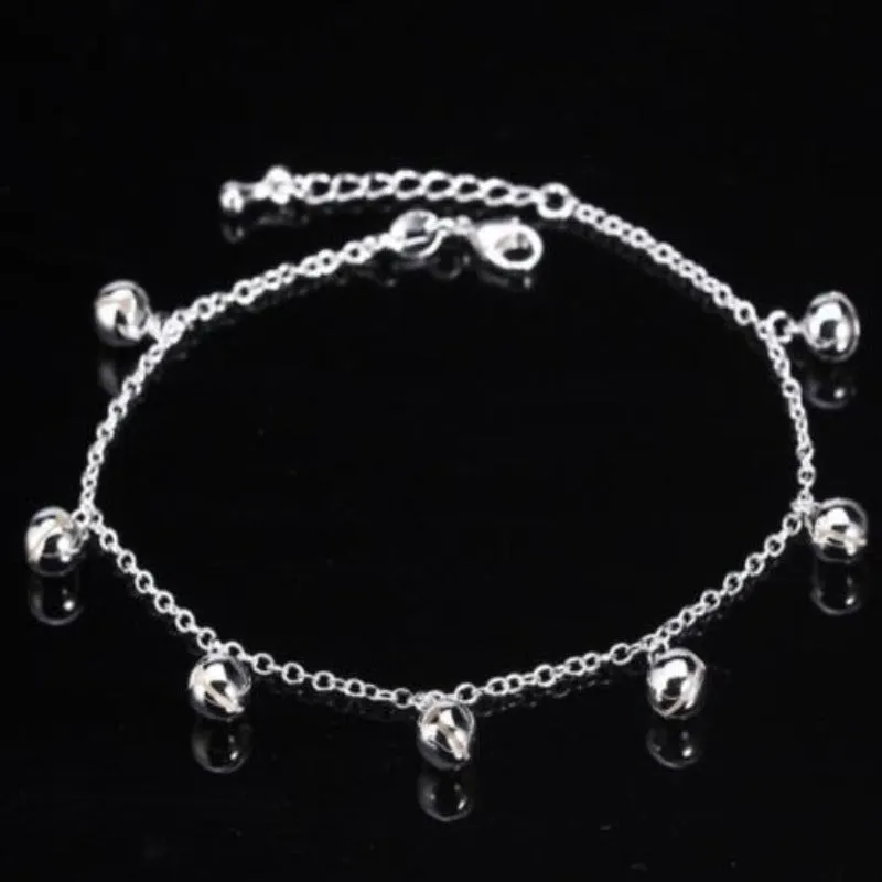 Sterling Silver Anklet Two Layers Star Beads For Women