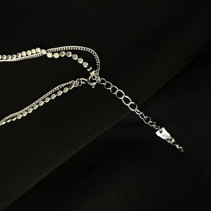 Sterling Silver Double Layer Round Anklet