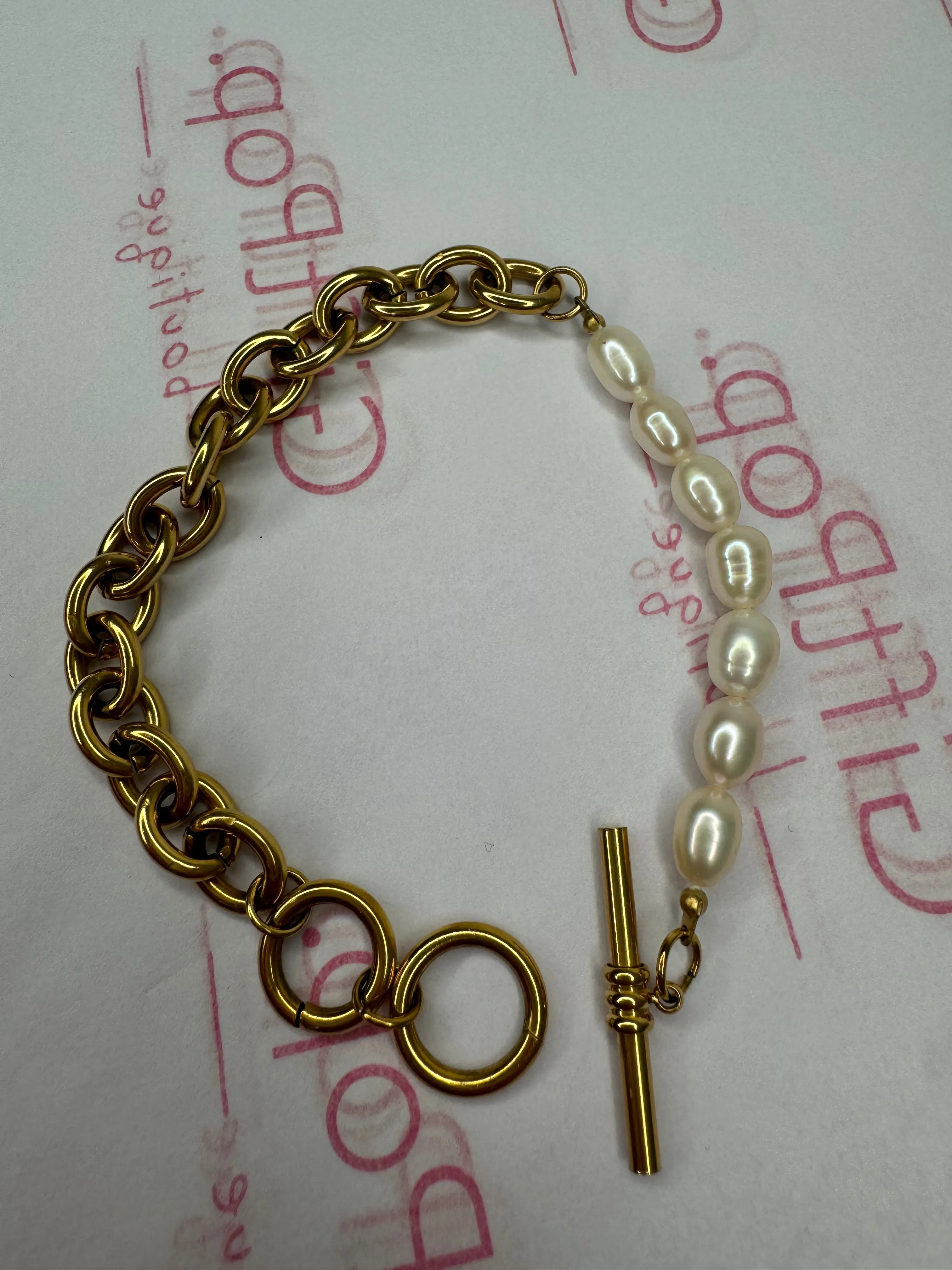 Summer Link Bracelet - With Pearls Gold