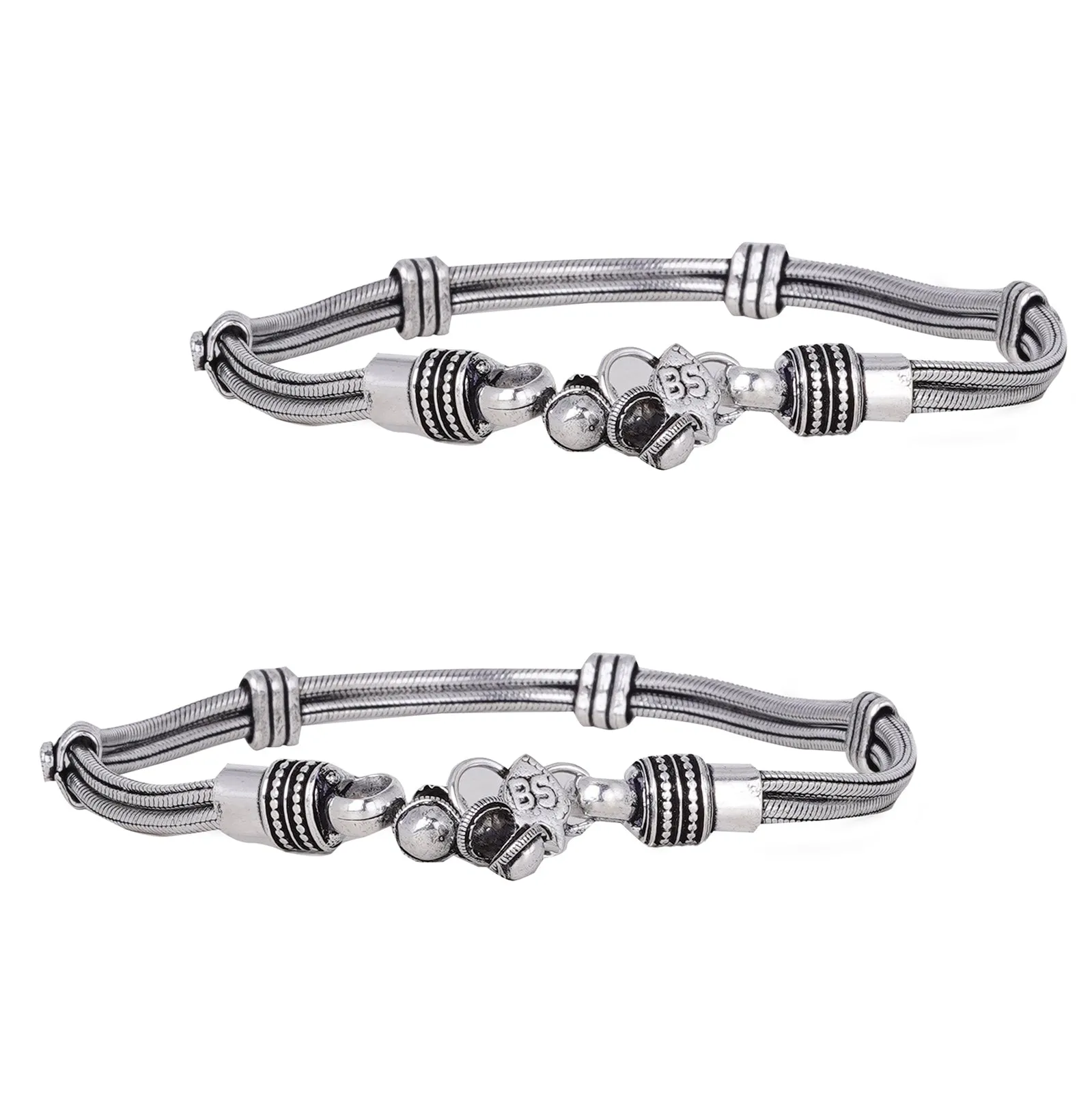 Teejh Chirasvi Silver Oxidised Anklets