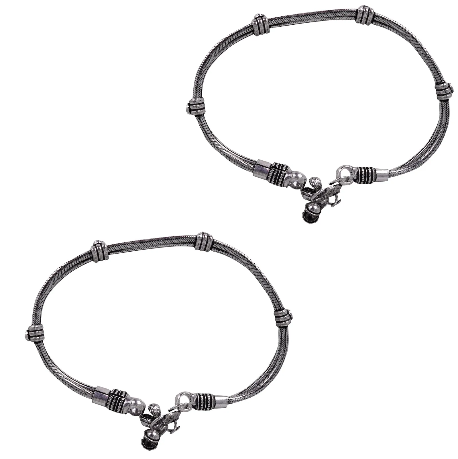 Teejh Chirasvi Silver Oxidised Anklets