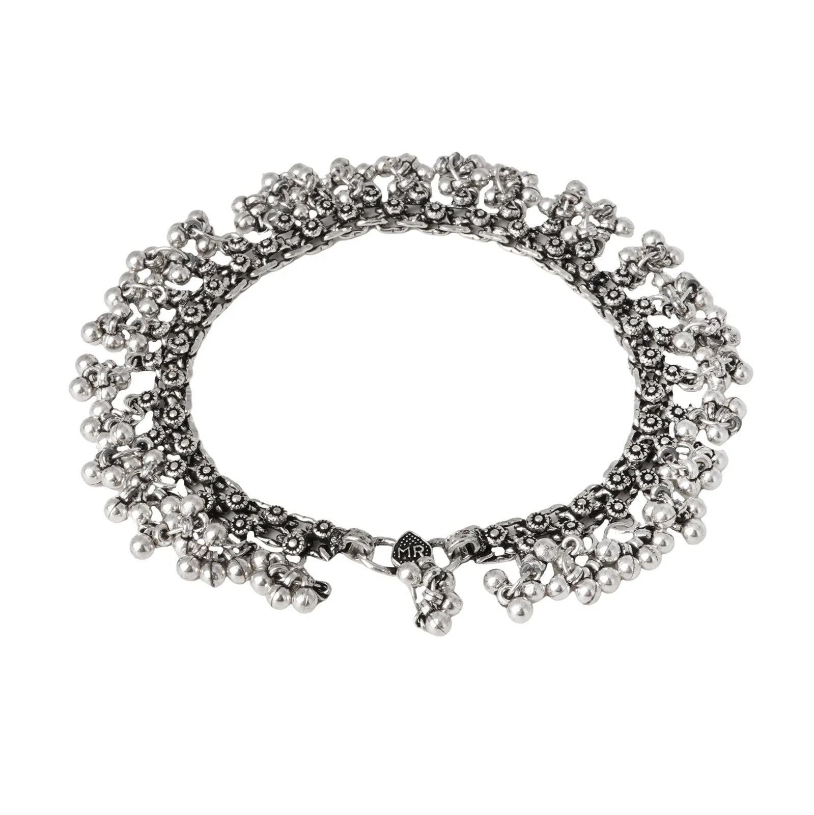 Teejh Ela Silver Oxidised Ghungroo Anklet