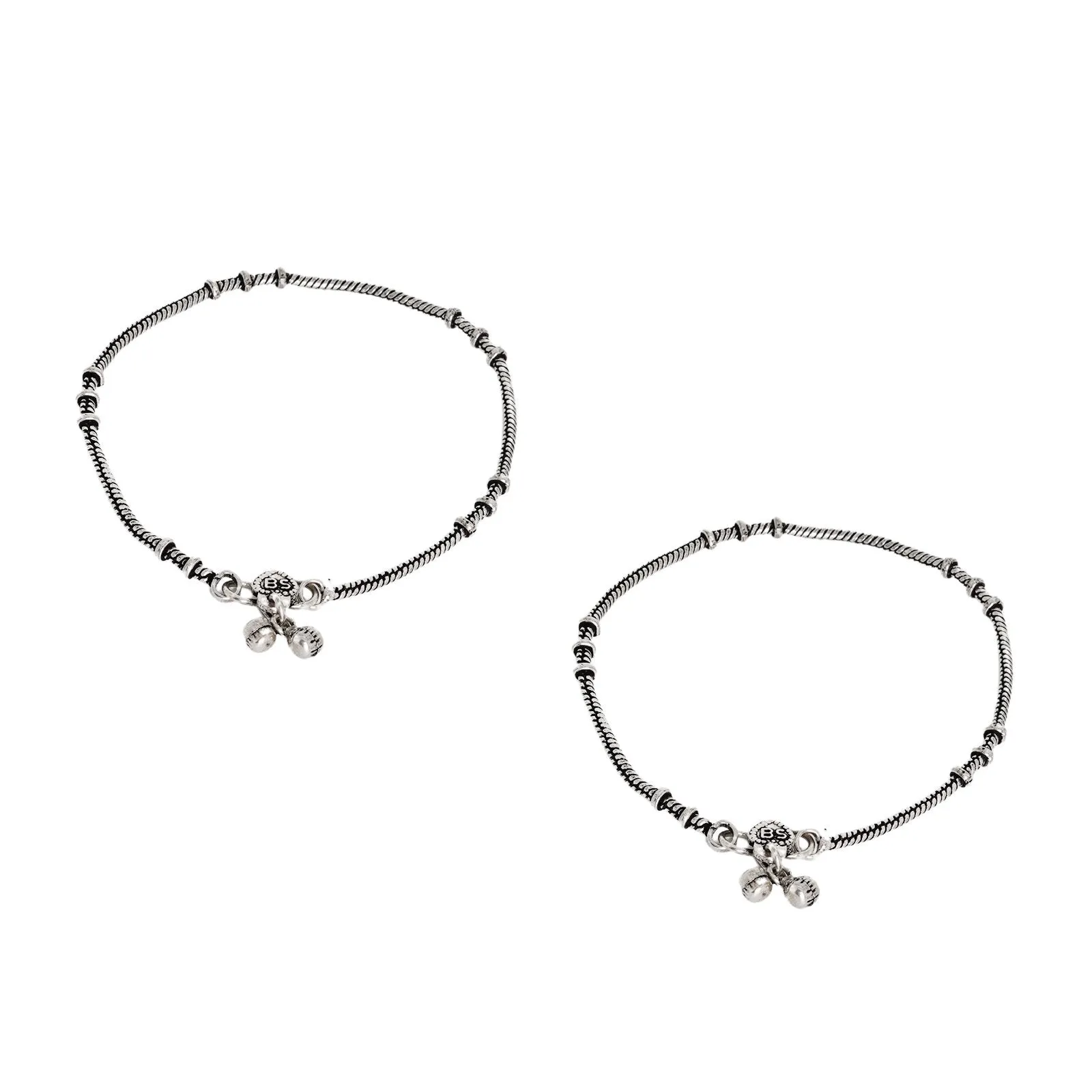 Teejh Viranshu Silver Oxidised Anklets