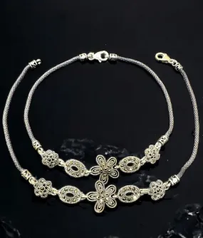 The Aalia Silver Marcasite Anklets