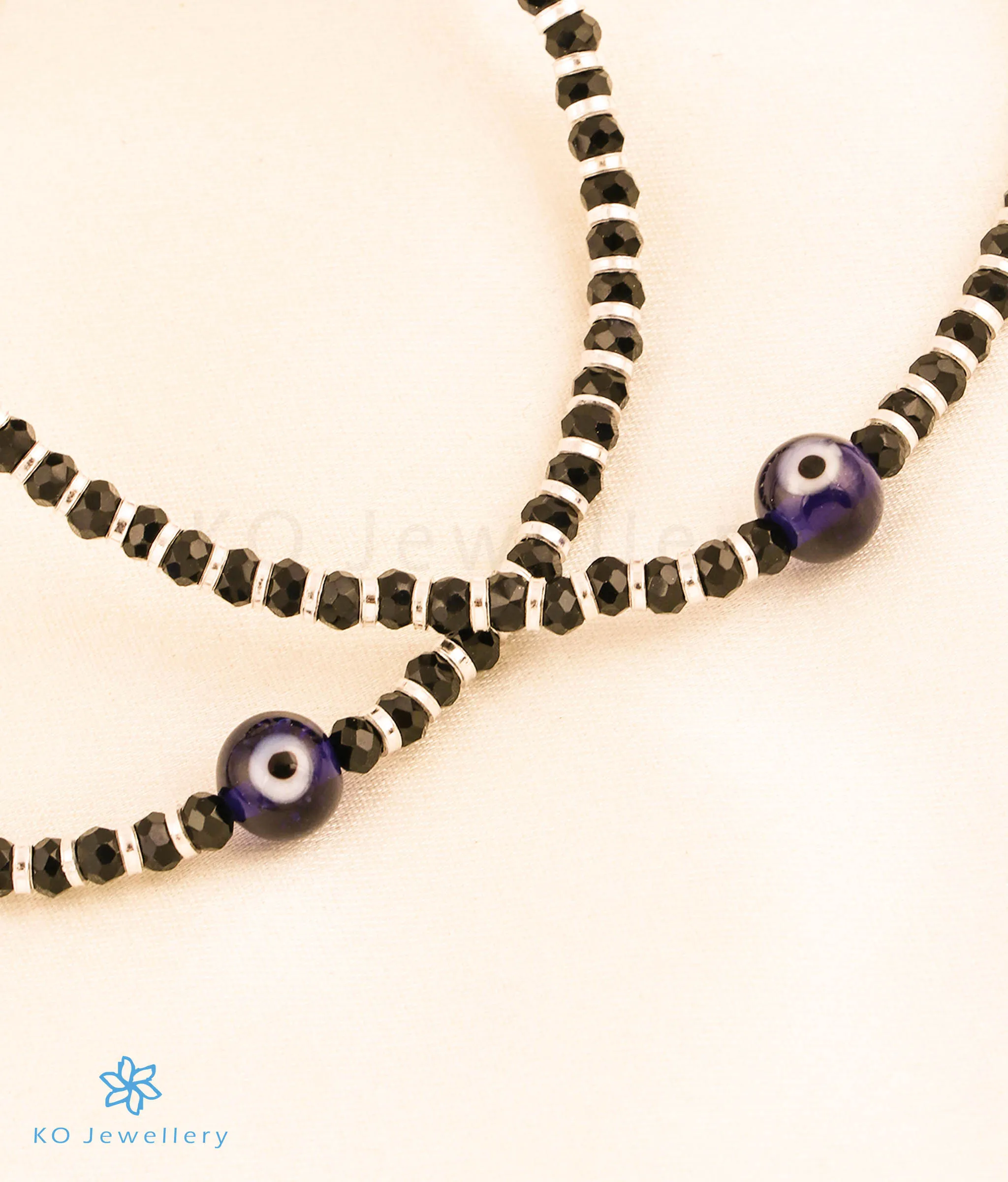 The Adyot Silver Blackbead Evileye Anklets