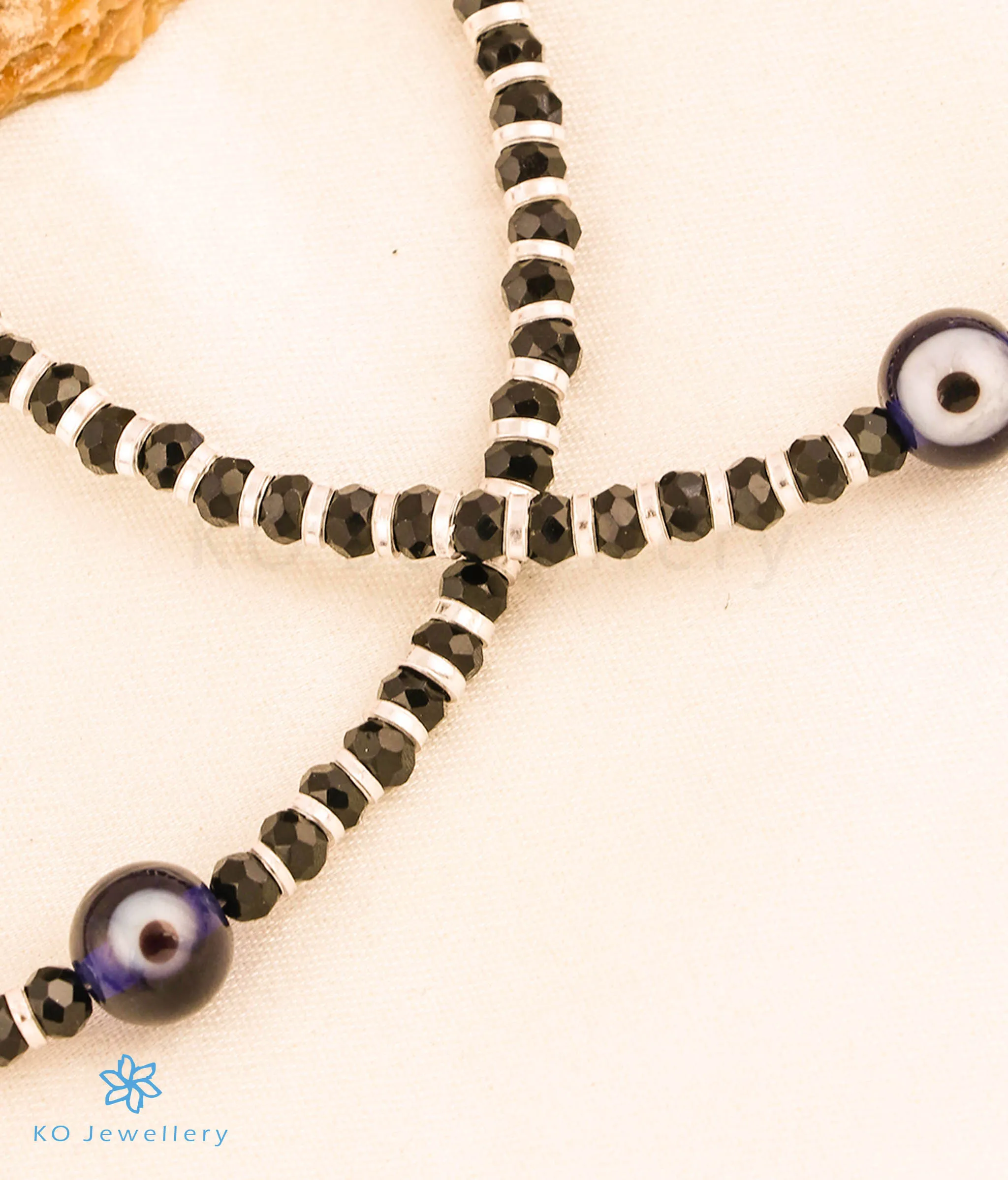 The Adyot Silver Blackbead Evileye Anklets