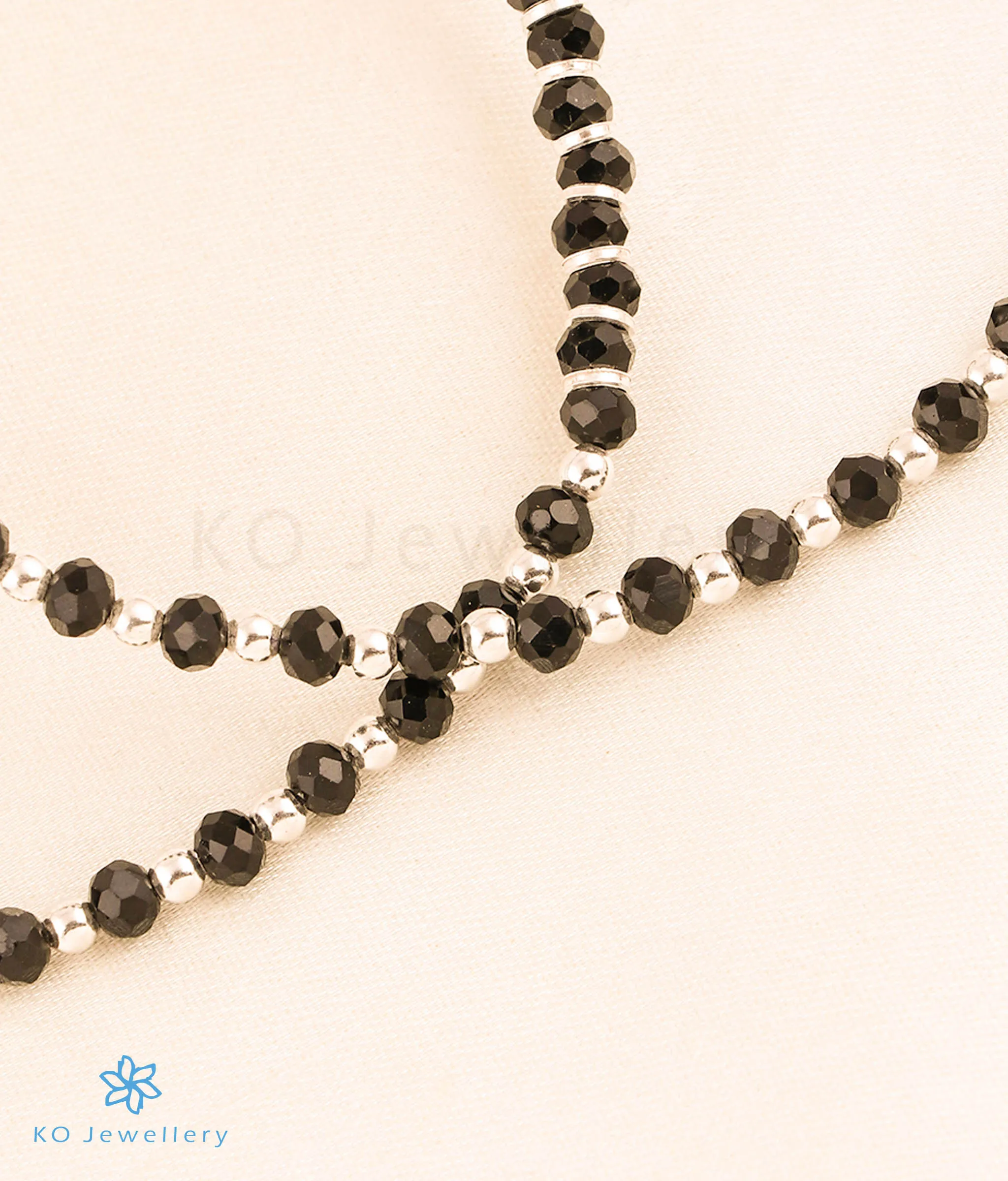 The Indrani Silver Blackbead Nazariya Anklets