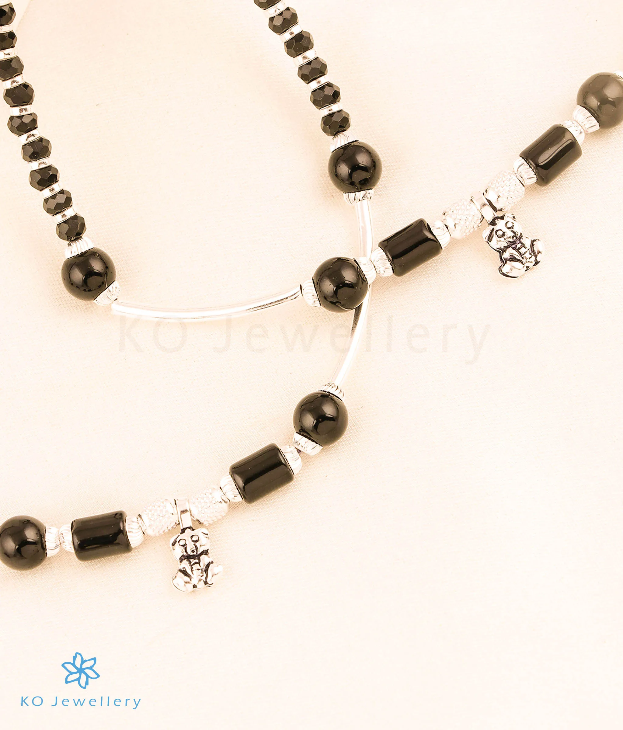 The Manvita Silver Blackbead Nazariya Anklets