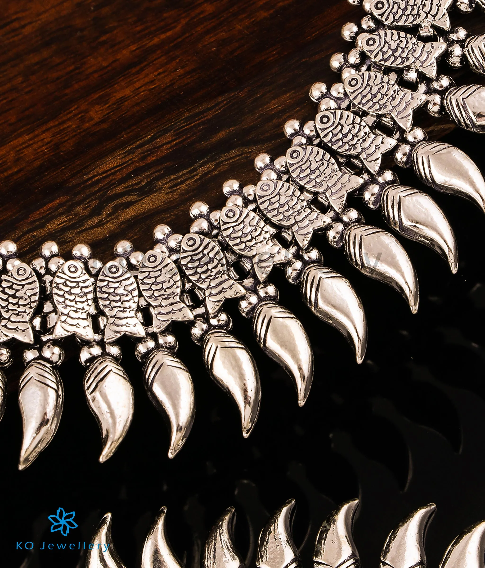 The Matsya Silver Antique Anklets