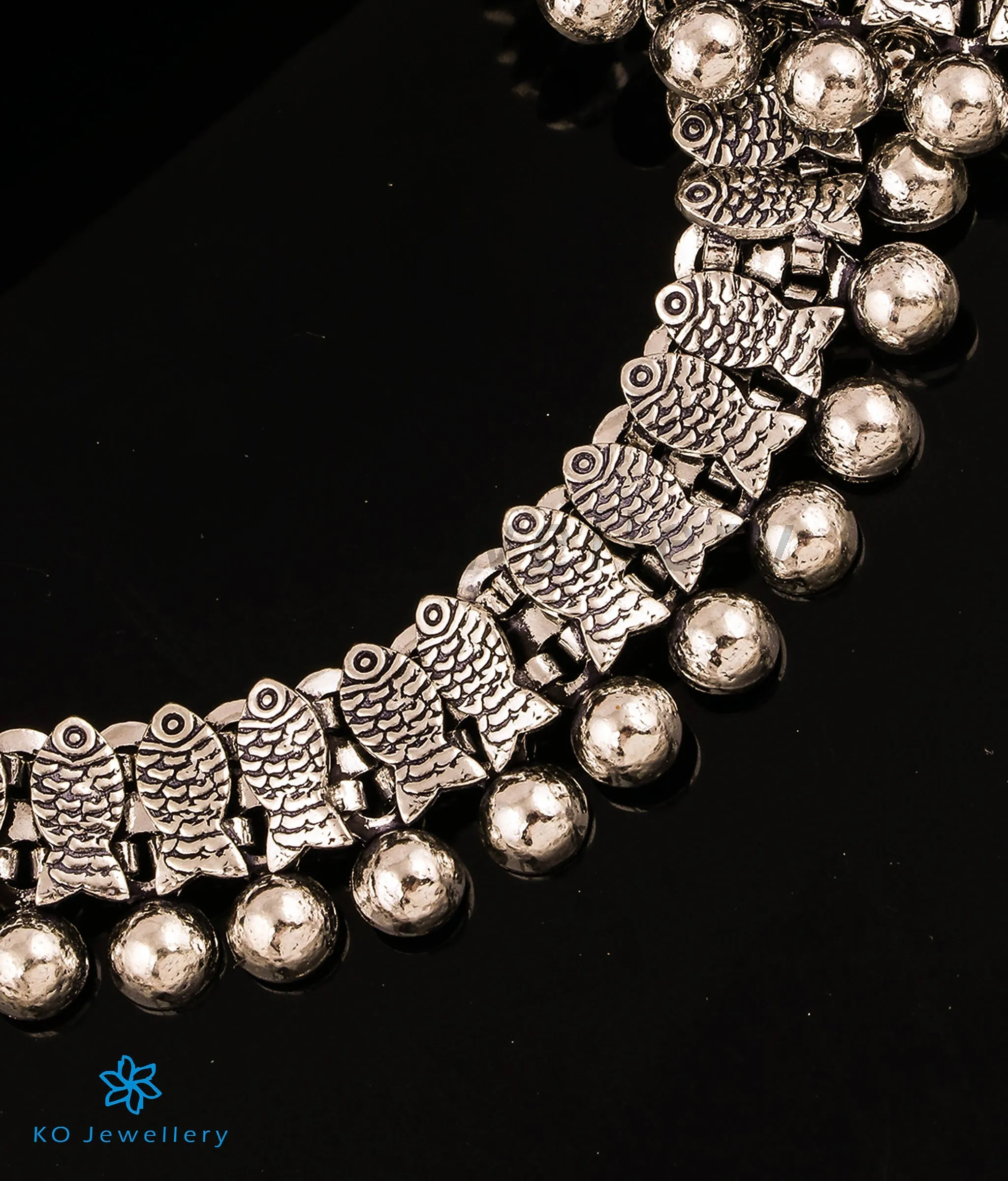 The Matsyagandha Silver Antique Anklets