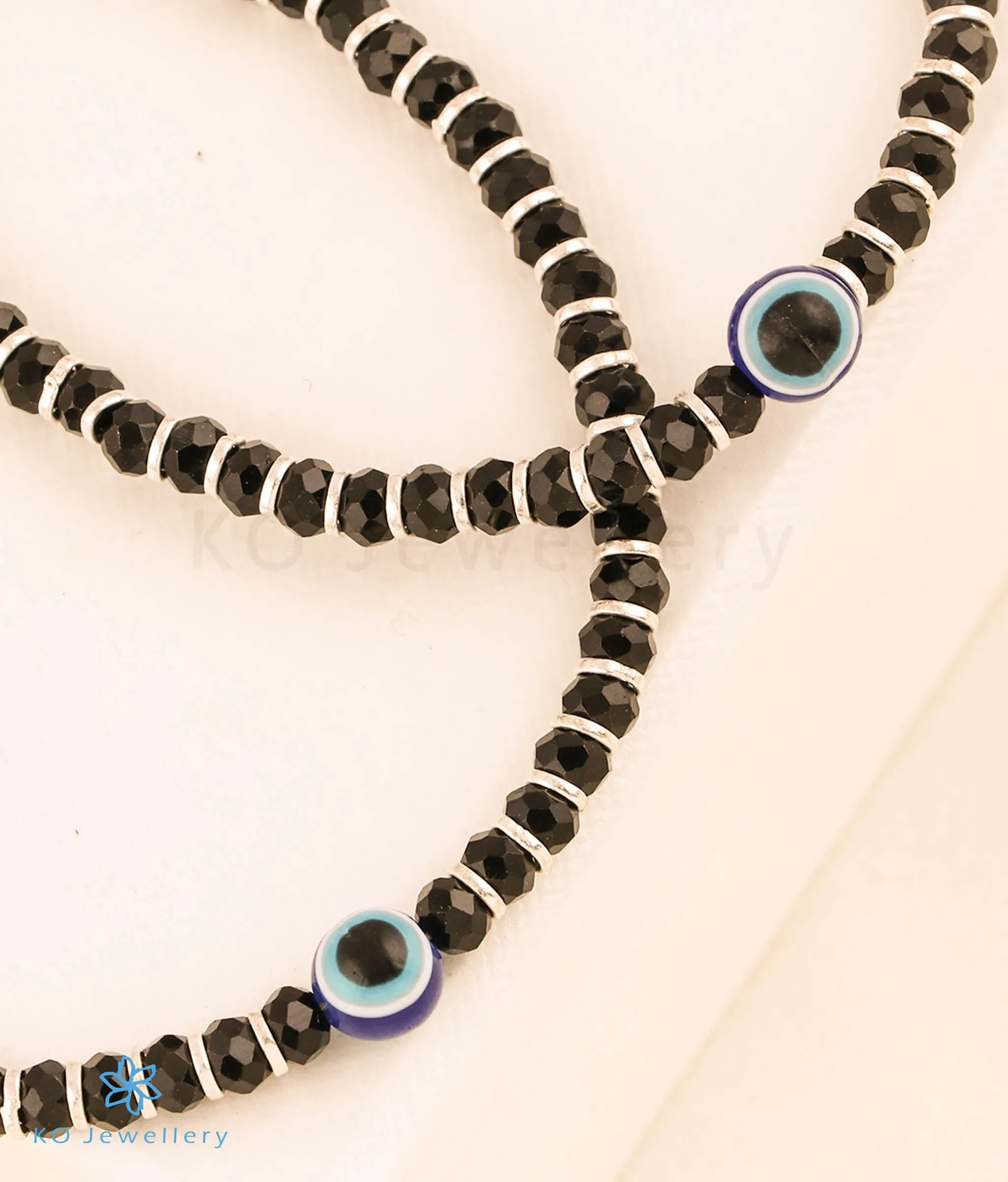 The Sania Silver Blackbead Evileye Anklets