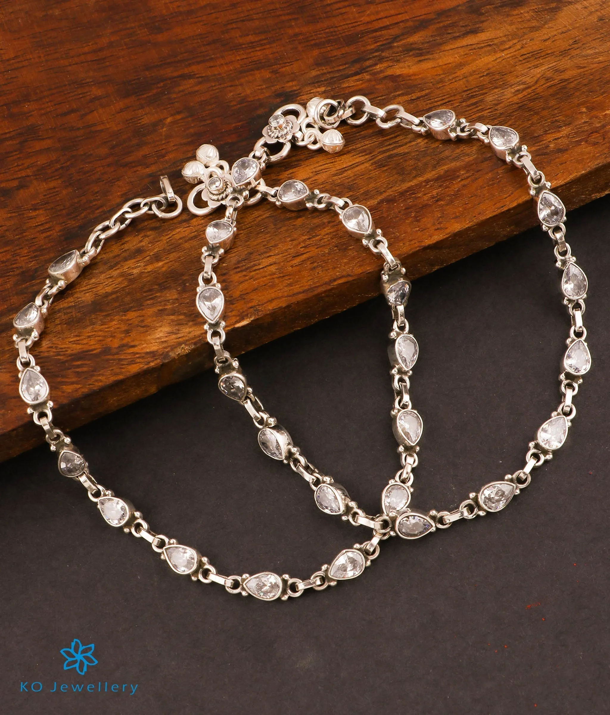 The Shaya Silver Gemstone Anklets