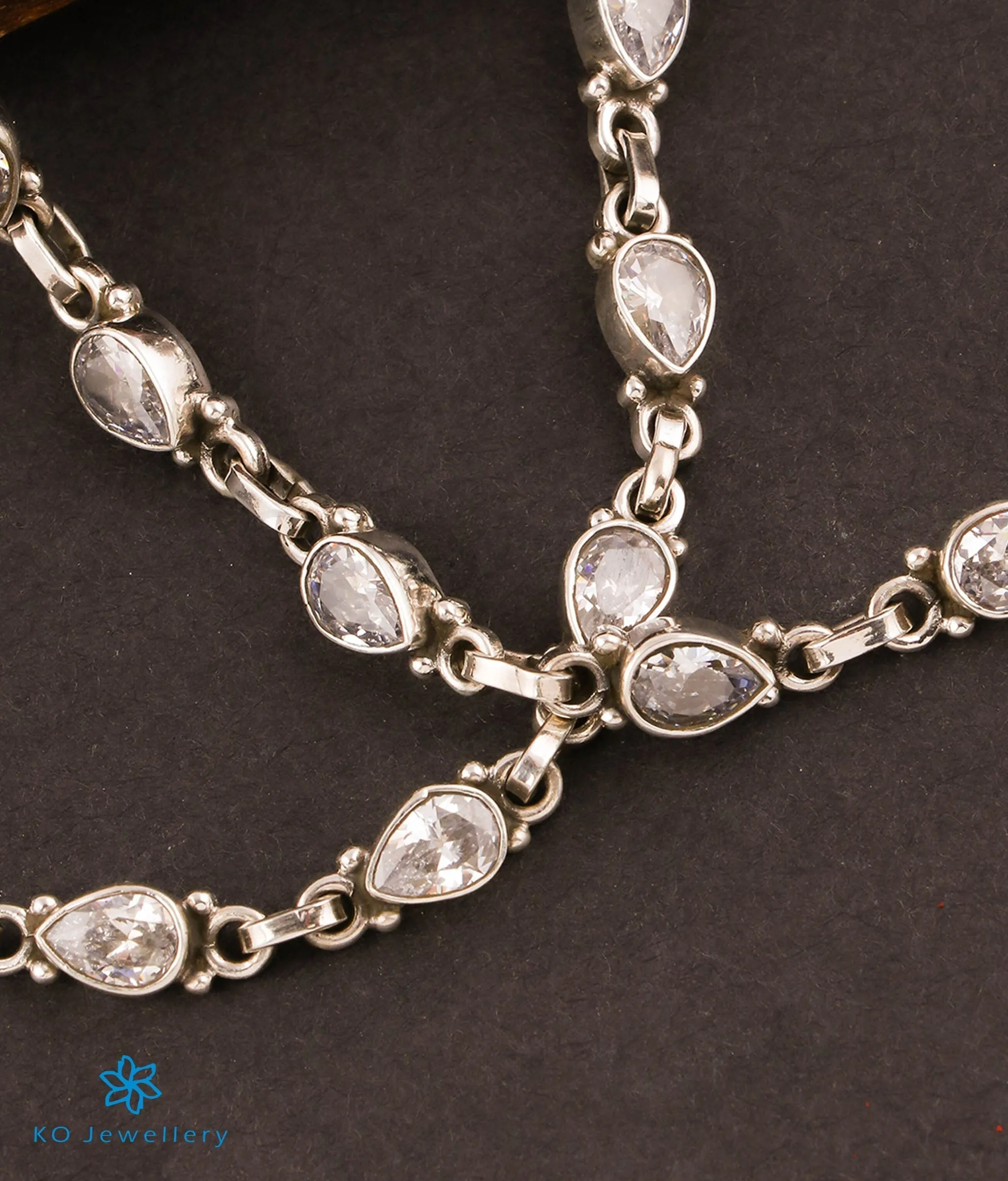 The Shaya Silver Gemstone Anklets