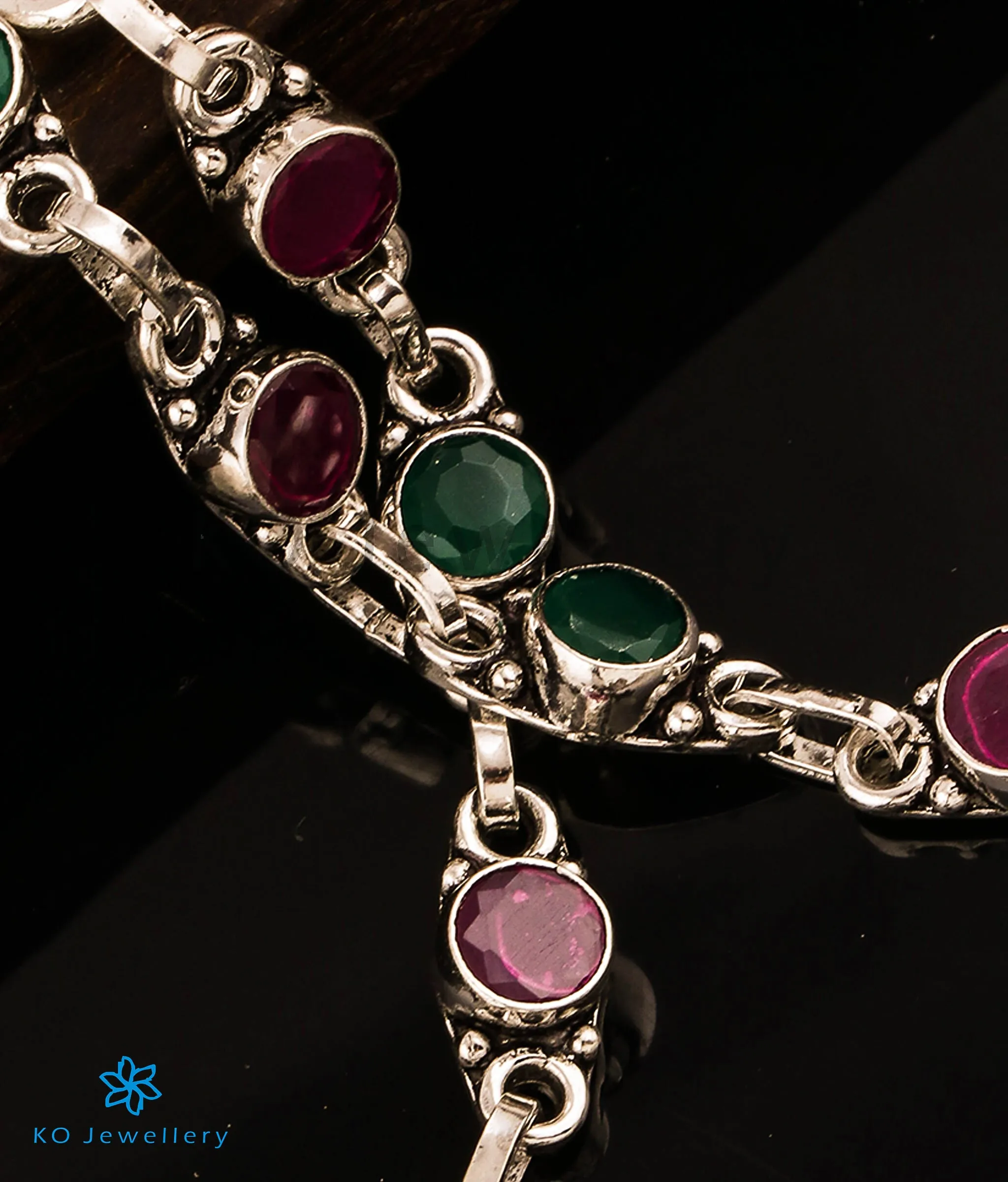 The Ujjvala Silver Gemstone Anklets