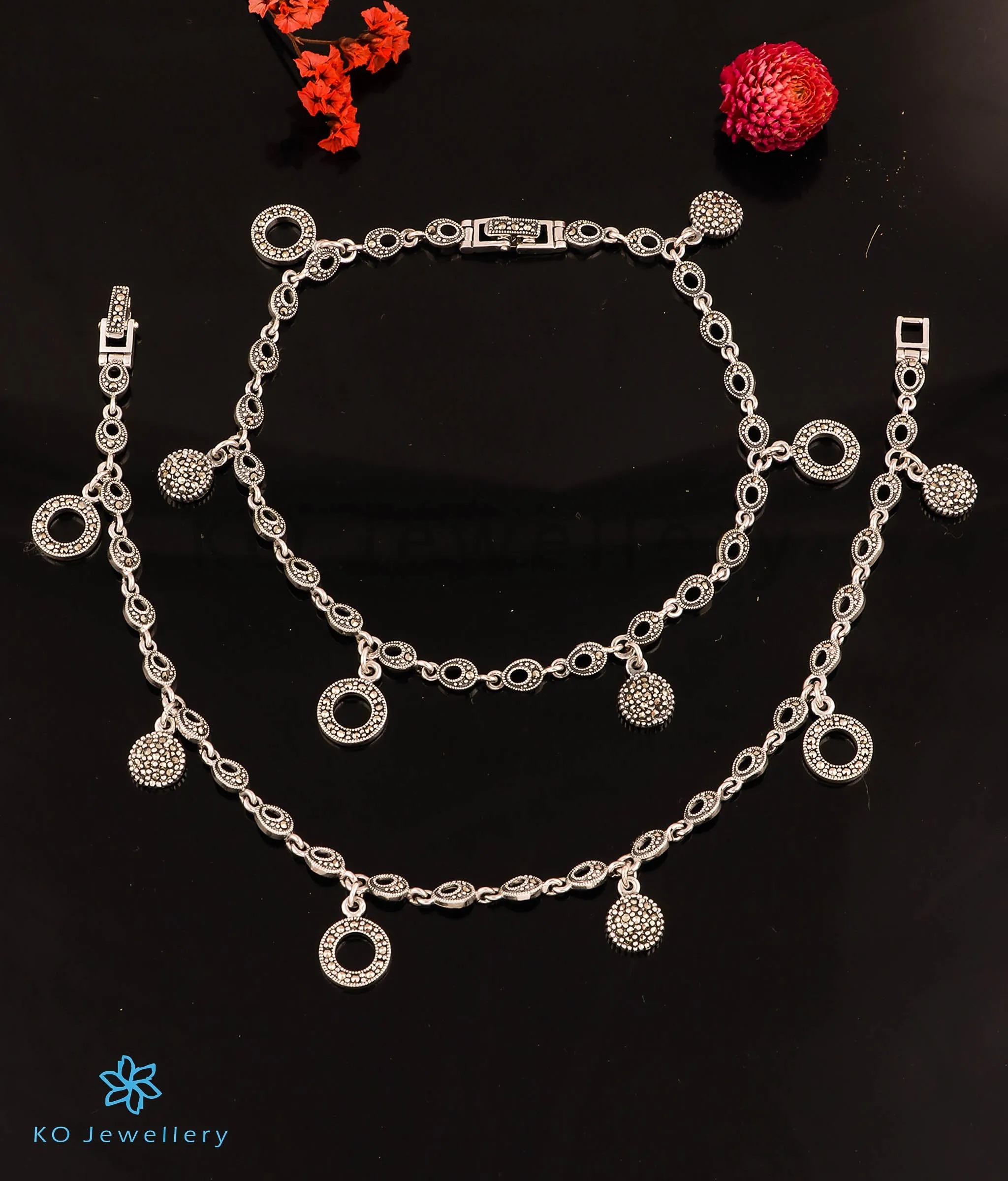 The Vivacious Silver Marcasite Anklets