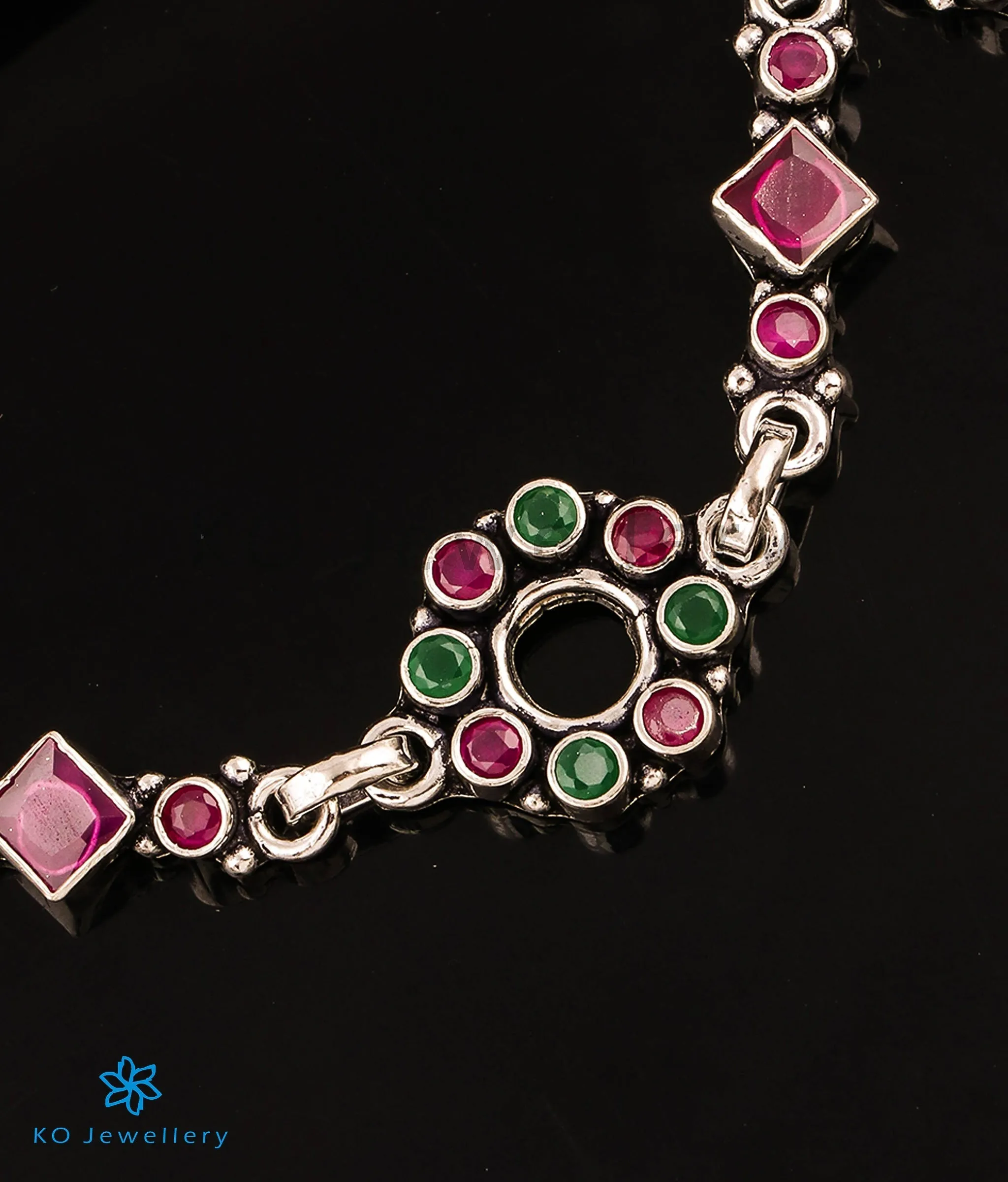 The Vyuti Silver  Gemstone Anklets