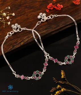 The Vyuti Silver  Gemstone Anklets