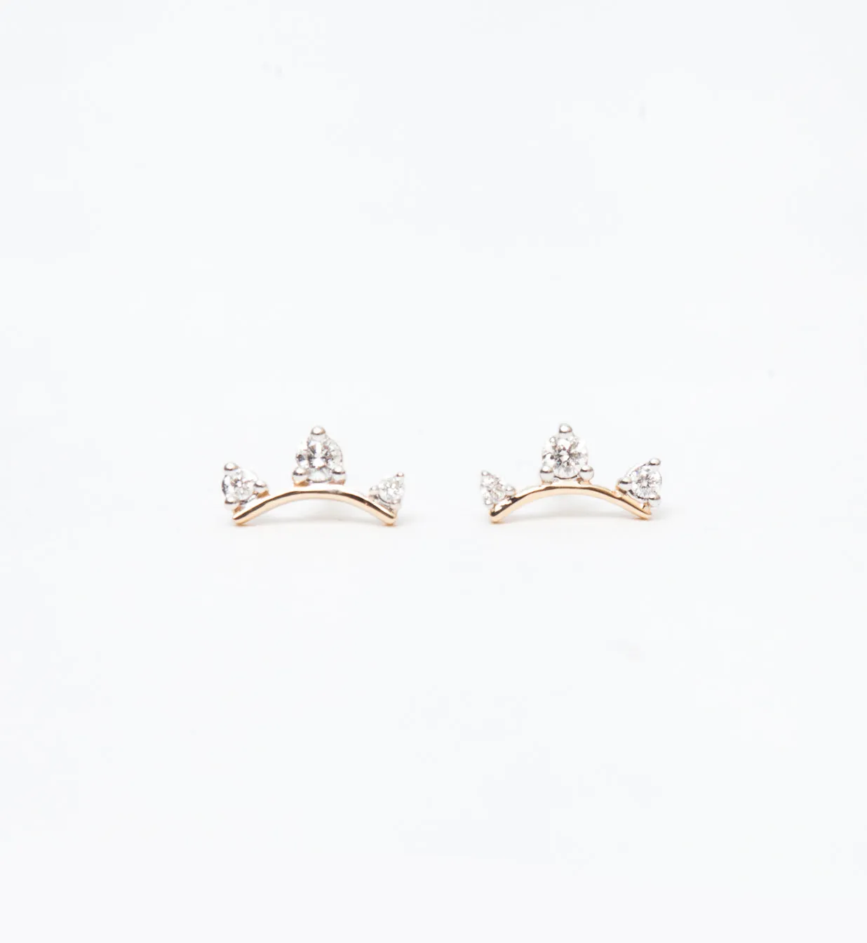 Three Diamond Amigos Curve Studs