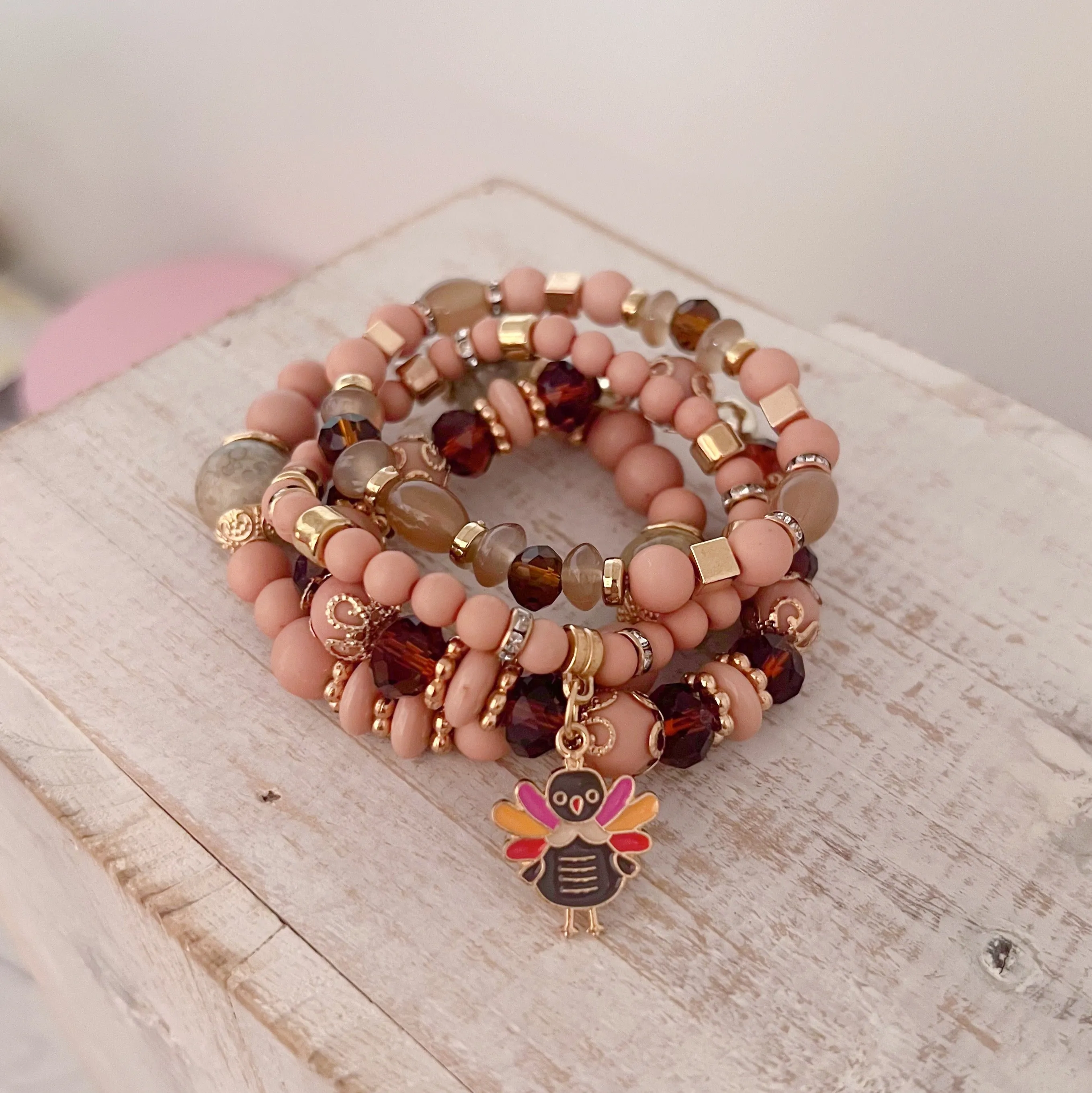 Turkey Charm Blush Bracelet Set