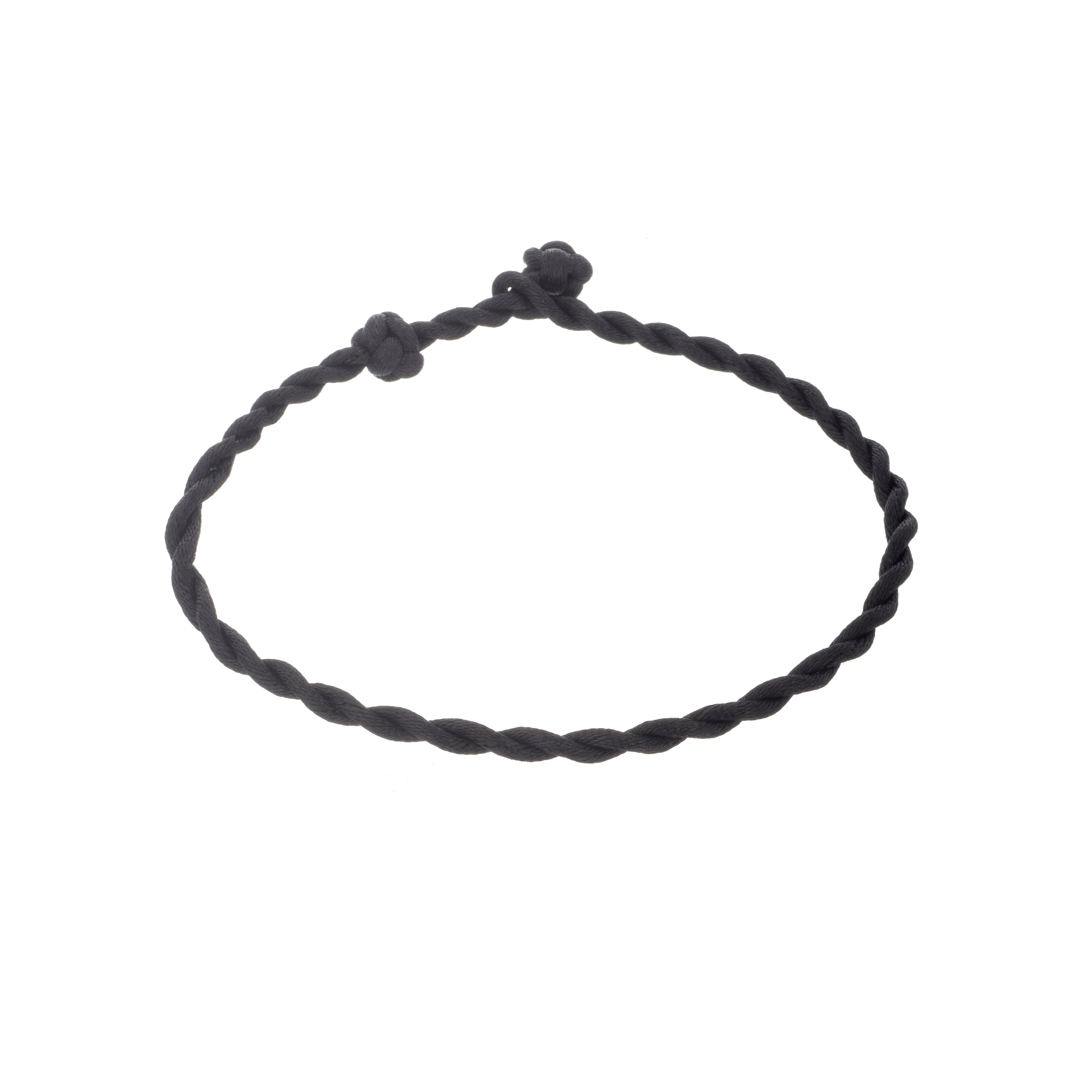 Twisted Braid Black Satin Cord Anklet