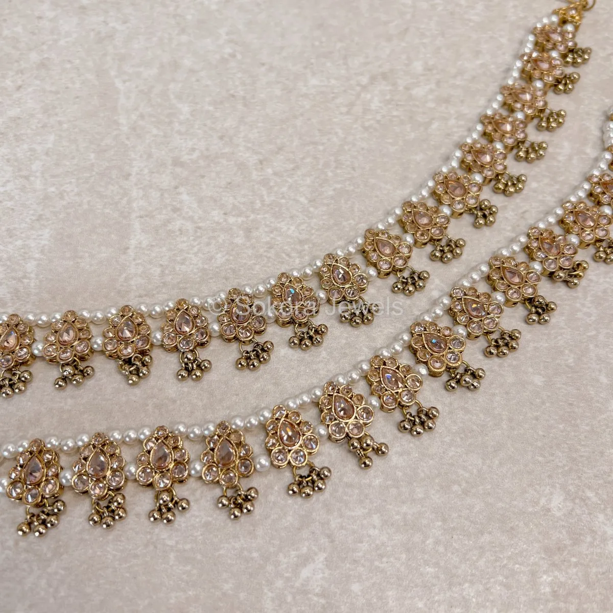 Vandana Golden Bead Anklets