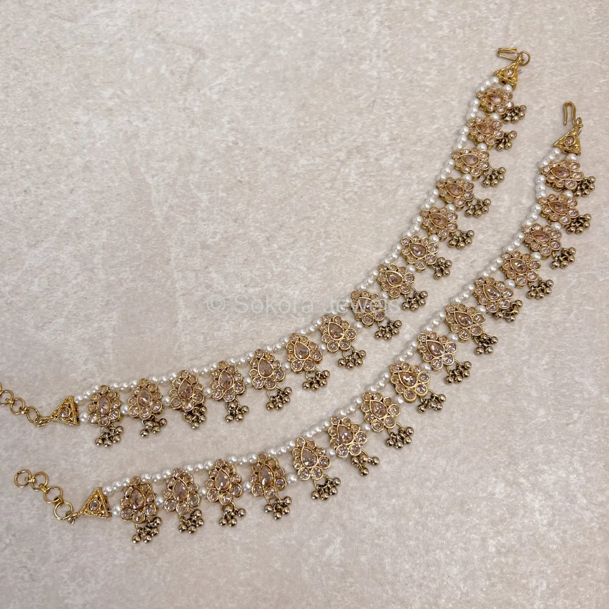 Vandana Golden Bead Anklets