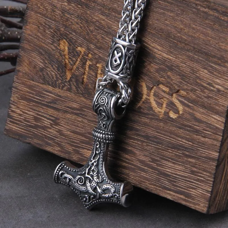 Viking Necklaces Mjolnir Rune